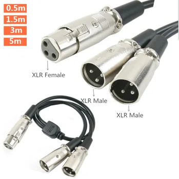 XLR Sadalītāja Kabeli, 3-Pin XLR Sieviešu Dual XLR Vīriešu Y - Kabelis, Auklas XLR Splitter Audio Adapteri 0.5 m/1.5 m/3m/5m