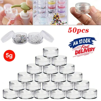 50pc/Daudz 5g Parauga Skaidrs Cream Jar Mini Kosmētikas Pudeles Konteineros, Caurspīdīga Pot Nagu Mākslas Mazo Skaidri Var Skārda Par Balzams