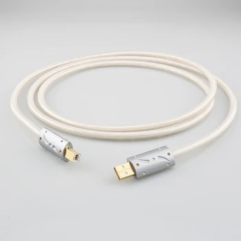 Hi-End A26 OCC silver plated USB audio kabelis, USB datu kabelis USB DAC hifi cable A-B usb kabelis Viborg USB Spraudni HIFI