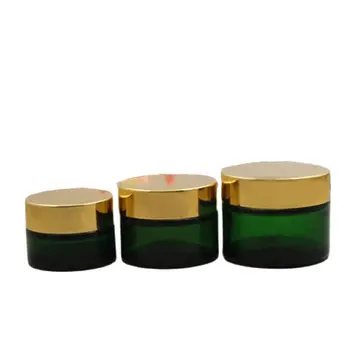Tukša Zaļa Stikla Cream Jar Zelta Vāciņu Kosmētikas Iepakojuma, Konteinera Ceļojumu Eye Cream Jar Uzpildāmas Pudeles 20G 30G 50G 10pcs