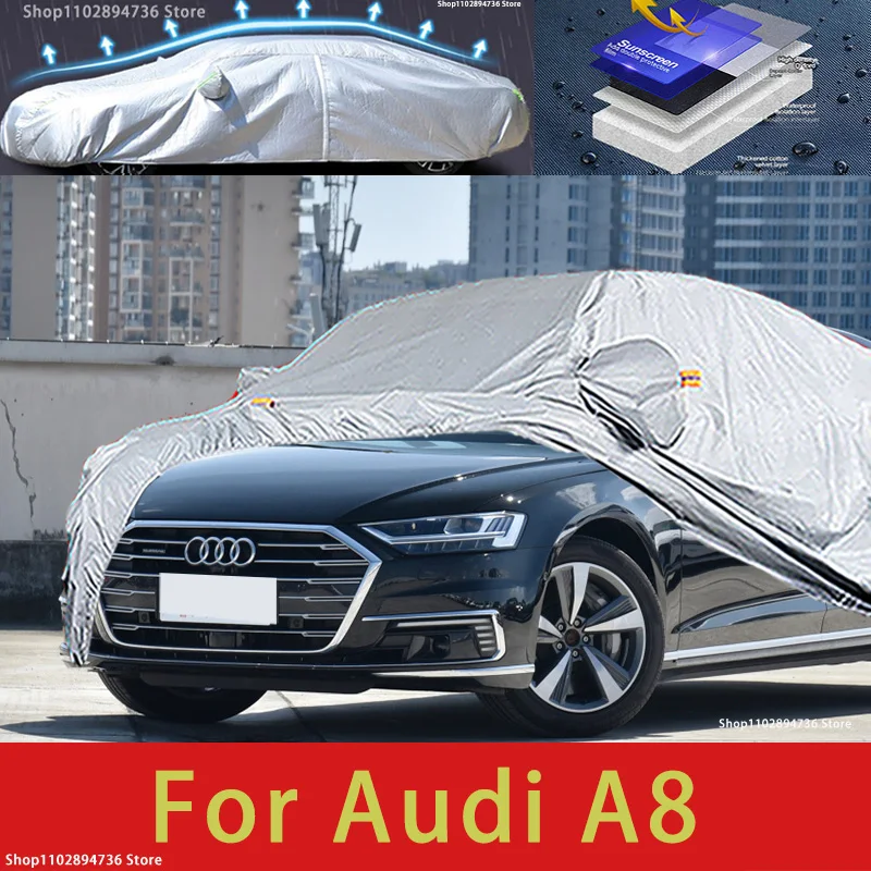 Audi A8 Āra Aizsardzības Pilnu Automašīnas Sedz Sniega sega, Saulessargs Ūdensizturīgs nepievelk putekļus Ārpuse Auto piederumi